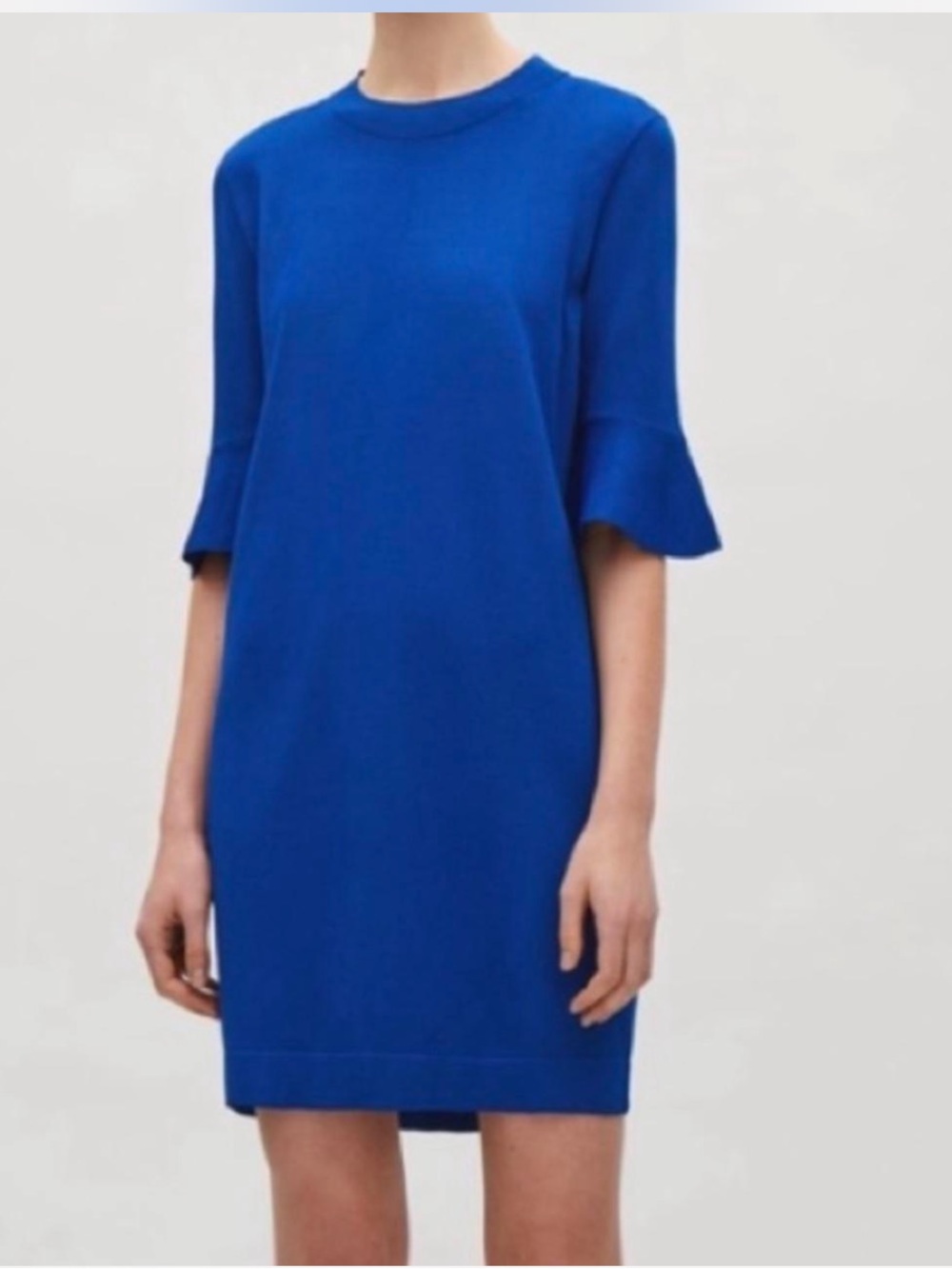 COS Royal Blue Bell Sleeve Mini Dress
